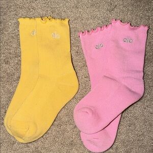 ALO Yoga Yellow and Pink Socks Set